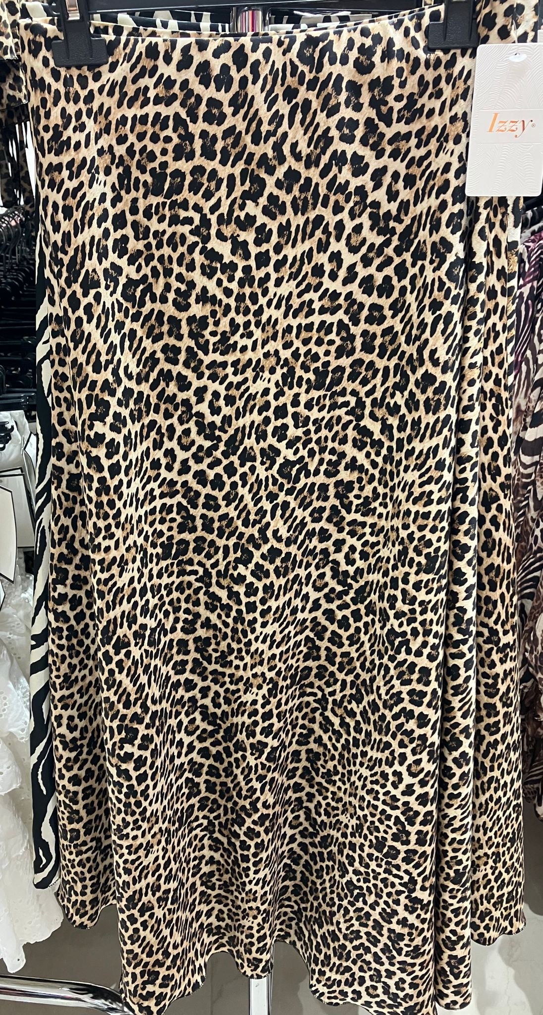 Gonna lunga in raso fantasia leopardata