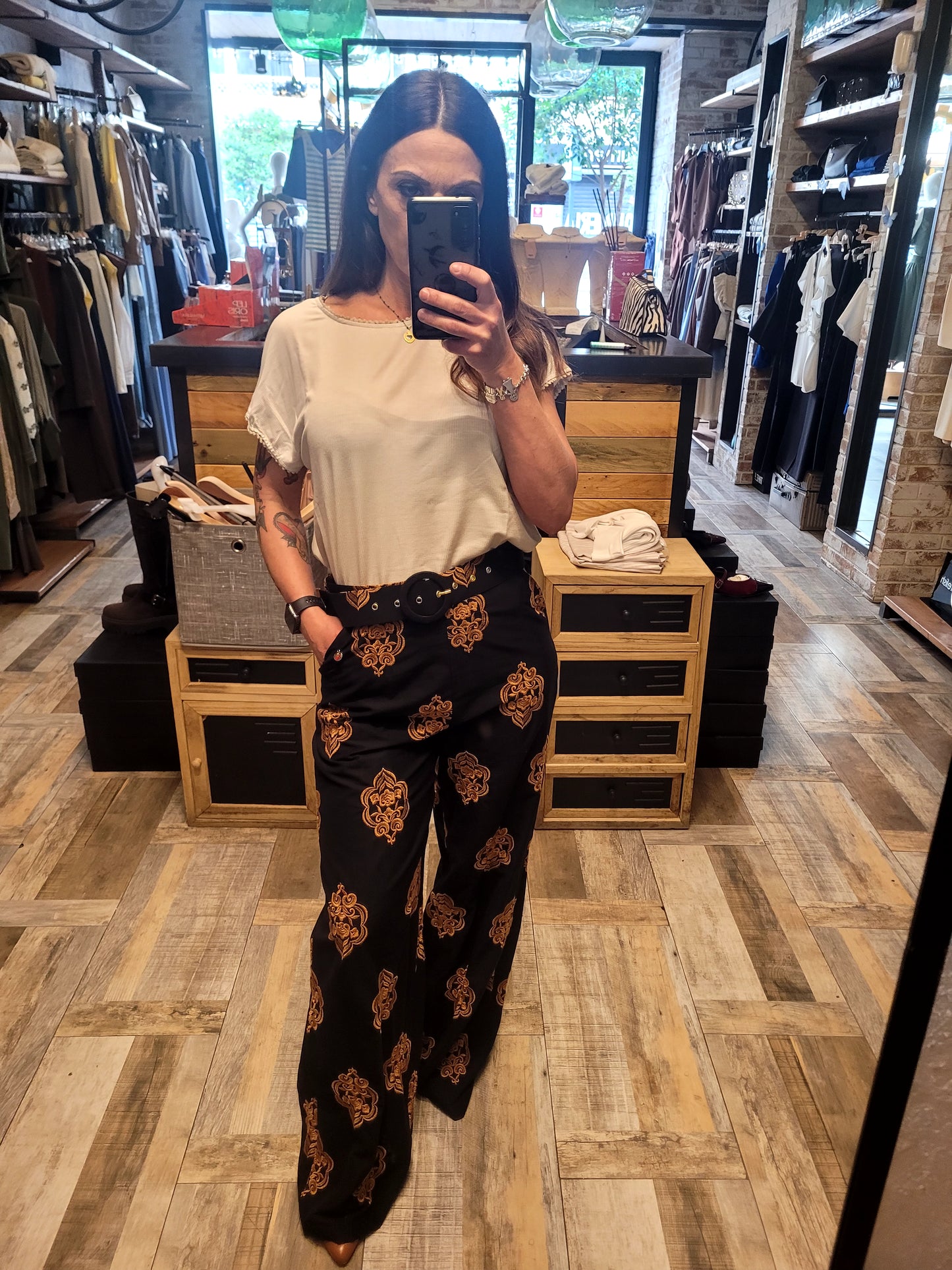 Pantalone con ricami Jene'